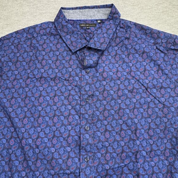 Twenty Eight Degrees Mens Size 3XLT Blue Paisley Button Up Shirt Cotton - Picture 3 of 11